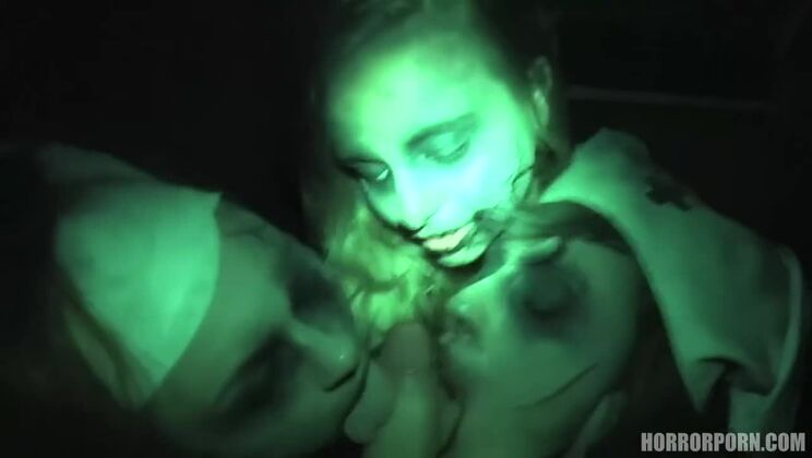 POV horror threesome with two hot babes