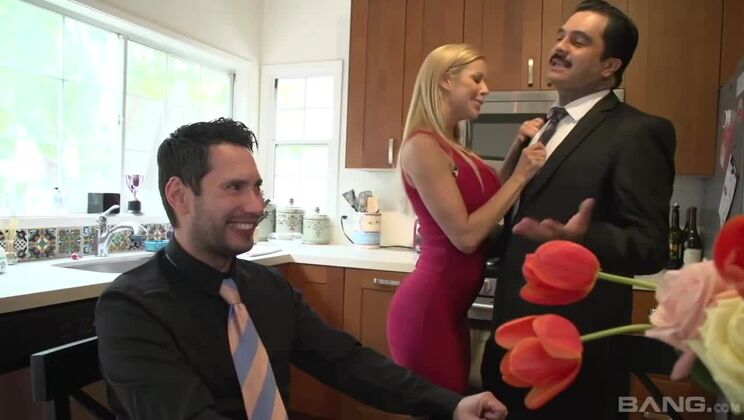 Alexis Fawx sucks and gets cum on her big tits