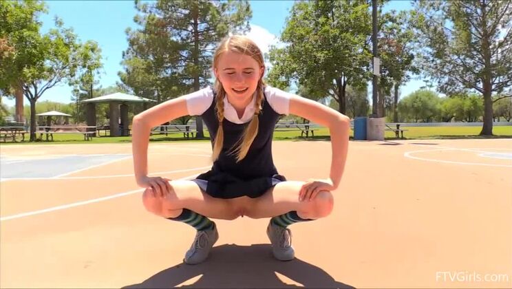 Voyeur's Thrill: Sharlotte in Pigtails Outdoors