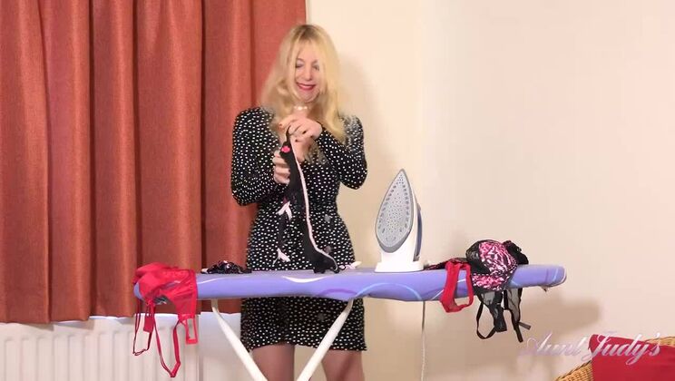 Lucinda in Stockings and High Heels Gets Horny