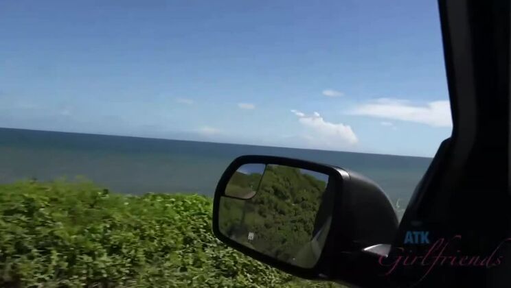 Ashley Lane Gives Handjob and Footjob in Car