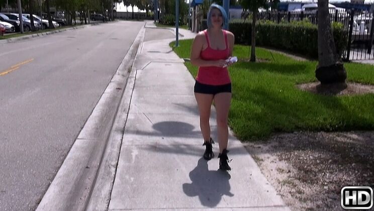 [StreetBlowJobs] - Bruno Dickens' Cumshot on Ava Steel's Big Tits - Ava Steel - Bruno Dickens