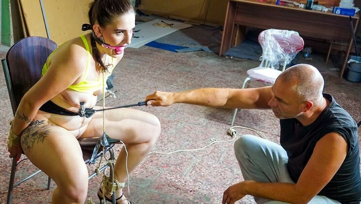 [Submissed] - Brunette Stepsis Suzie Gets Gagged and Pierced - Stepsis Suzie