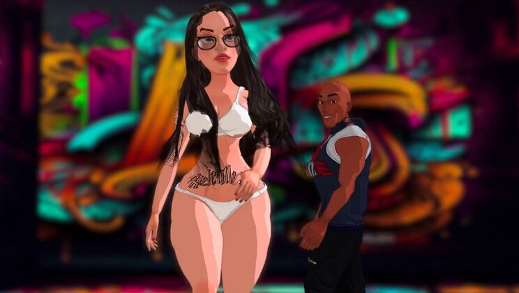 [AdultTimeAnimation] - Brunette Black Babe with Tattoos in Tha Stoop 4 – Big Tits and Cumshot - Bella Gray - Tim Monster Cock