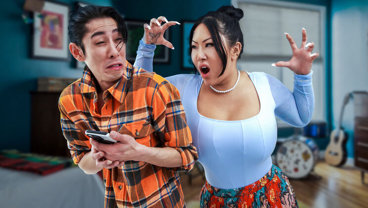 [TigerMoms] - Asian MILF with Belly Button Piercing Sucks and Fucks - David Lee - Connie Perignon