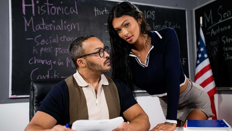 [TransSensual] - Enhanced Body Brunette Takes Massive Facial After Anal Sex - Dillon Diaz - Victoria Grant