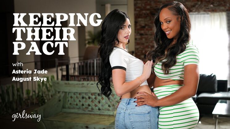 Big Tit Brunette & Natural Tit Ebony: Hot Lesbian Fingering Pact