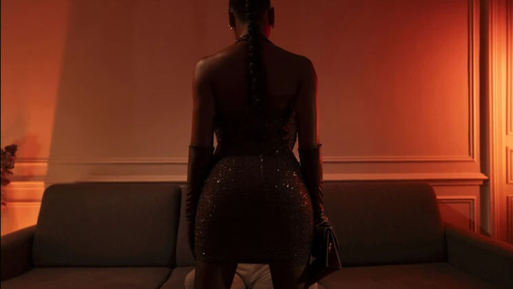 Elegant Malia Lenoir strips down to black lingerie for Kristof Cale