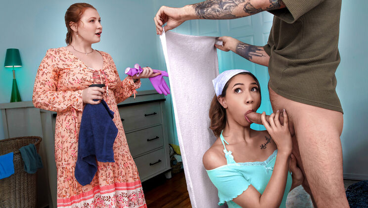 Skinny Stepsister Gets Face Covered After Bathroom Thong Tease - Kimora Quin, Nade Nasty