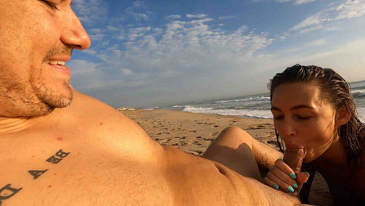 Amelia and Diego Get Naughty with a Public Beach BJ