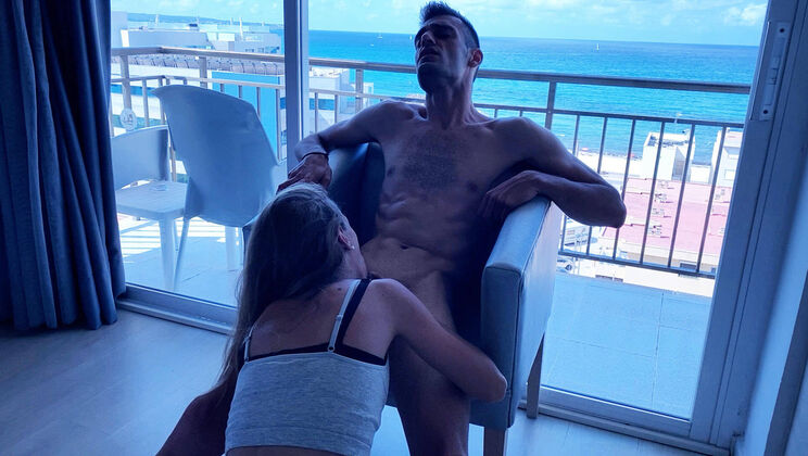 Shaved Lucía & Dylan Fuck Face to Face by the Sea