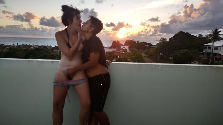 Ari & Sofi: Rising Sun Reflection Moaning Lesbian POV
