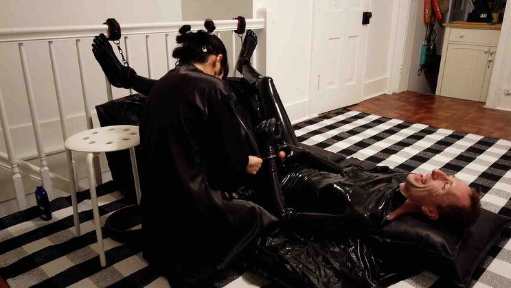 Lee & Rei Tied Up in Latex, Tickled and Laughing