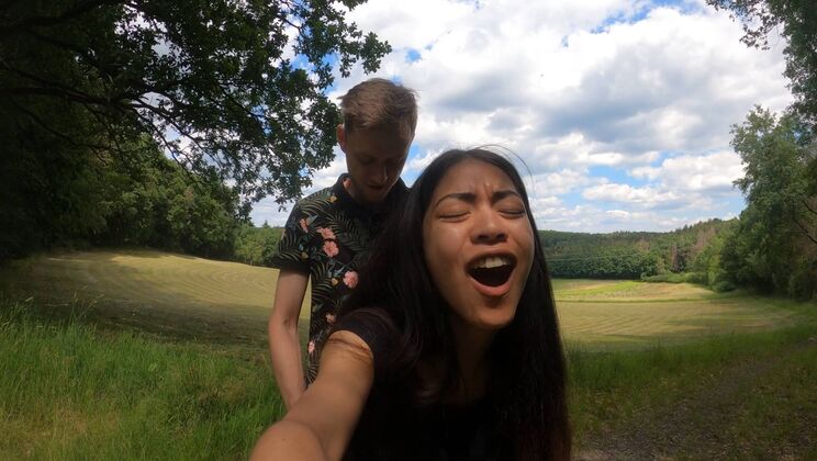 Playing The Field: Kim Gives Leo a Handjob Outdoors