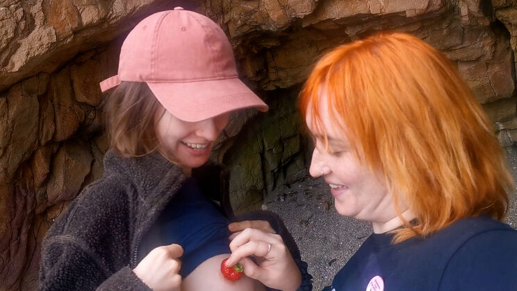 Public Outdoor Lesbian Spit and Breast Play