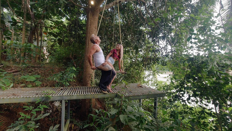 Anal Sex on a Swing by the River