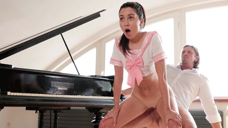 Small Tits Brunette Stuck Maid